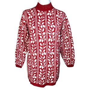 American Pride Vtg Red Shimmery Mock neck Sweater M/L